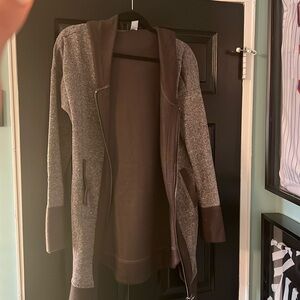 Brown Long Zip Hoodie Sweatshirt Size M